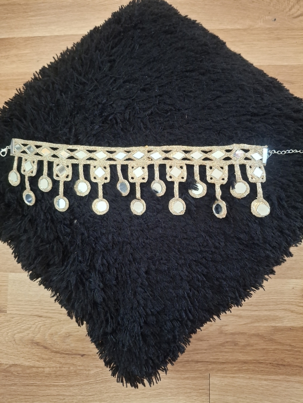 Handmade Gold Mirror Fringe Choker Necklace - Picture 4 of 5
